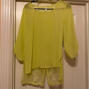 Sheer Blouse with Lace Open Back